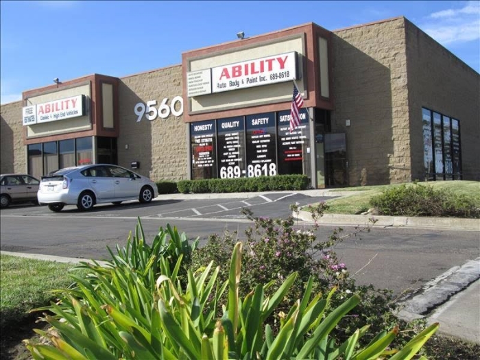 Ability Auto Body & Paint’s real storefront at 9560 Black Mountain Road
